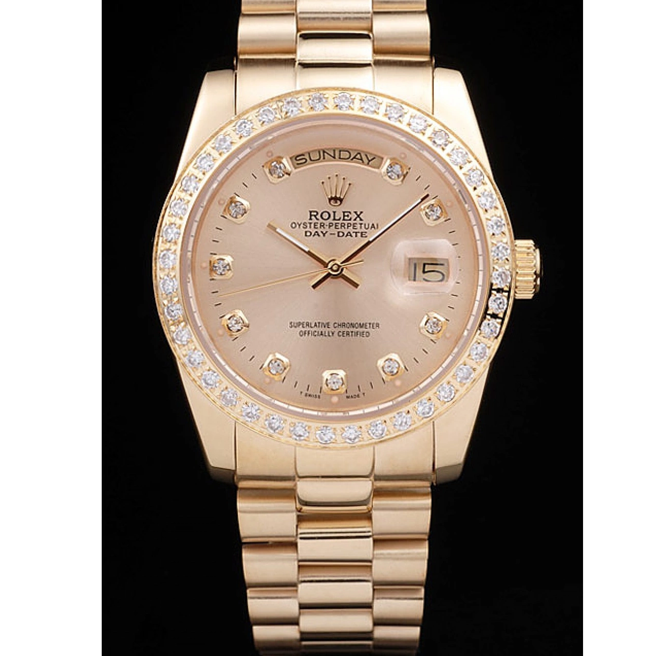 MiroTime 0818 Rolex Day-Date 18k Yellow Gold Plated Stainless Steel Gold Dial